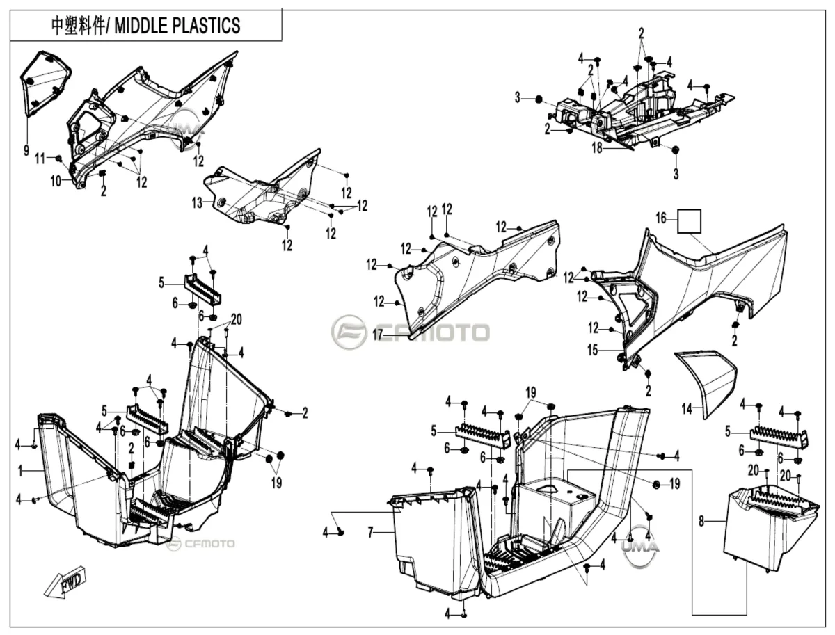 CF MOTO CFORCE 850 HIGH SELE ALTI YAN KARENAJ SAG (GRI)