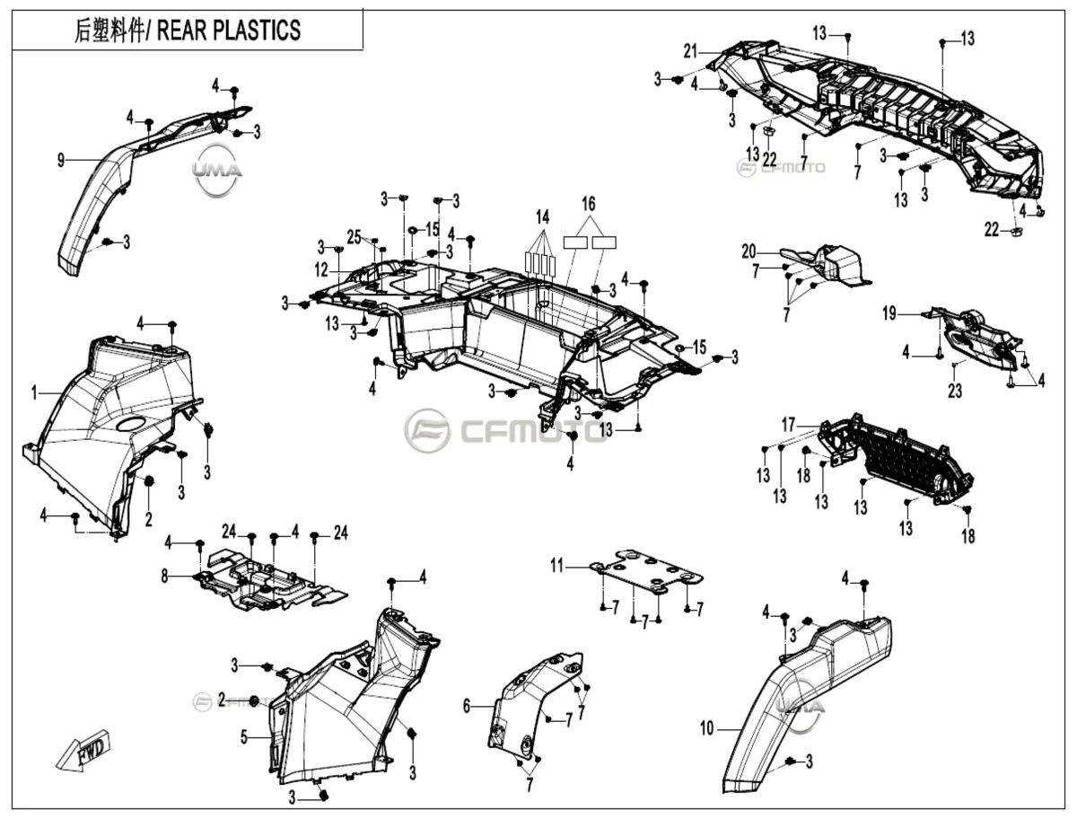 CF MOTO CFORCE 850 HIGH ARKA CAMURLUK SAG ON (GRI)
