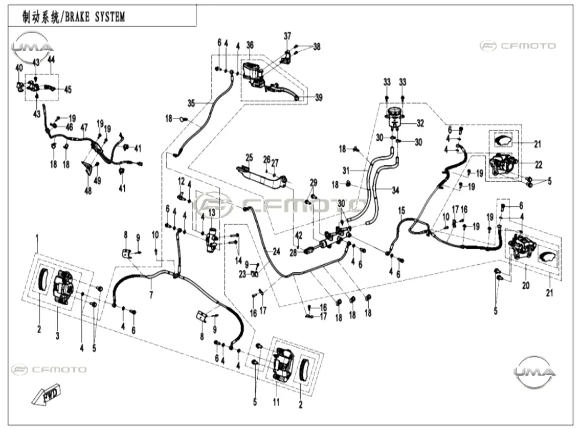 CF MOTO CFORCE 850 HIGH ON FREN HORTUMU (ARKA)