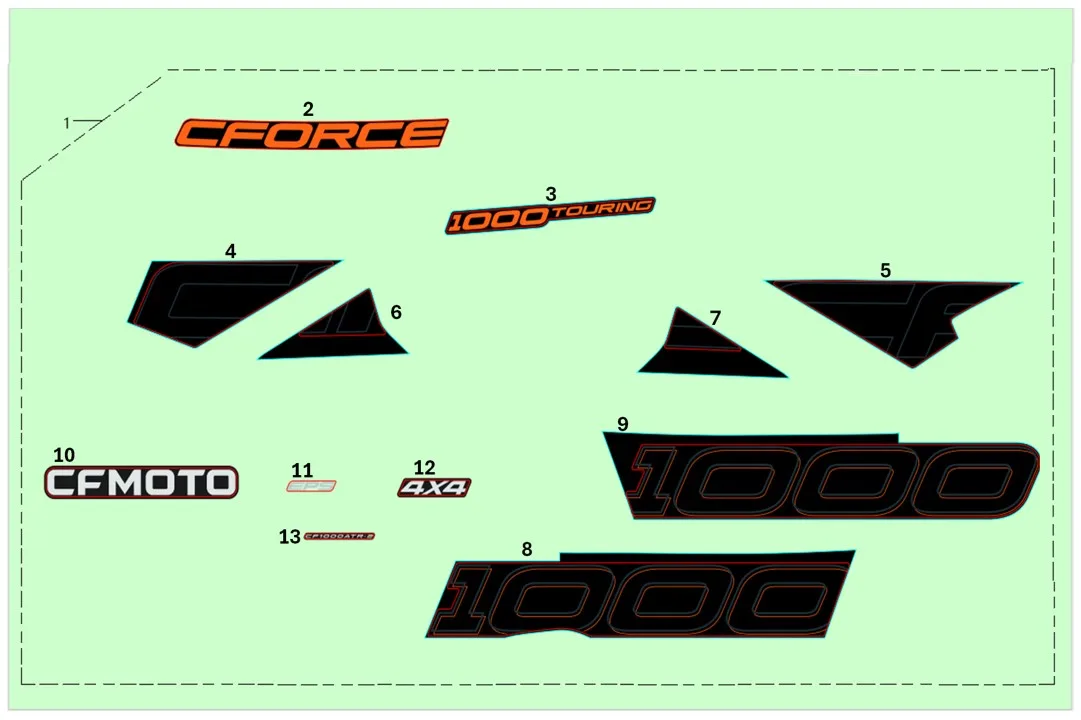 CF MOTO CFORCE 1000 HIGH ETIKET SETI (SIYAH MODEL)