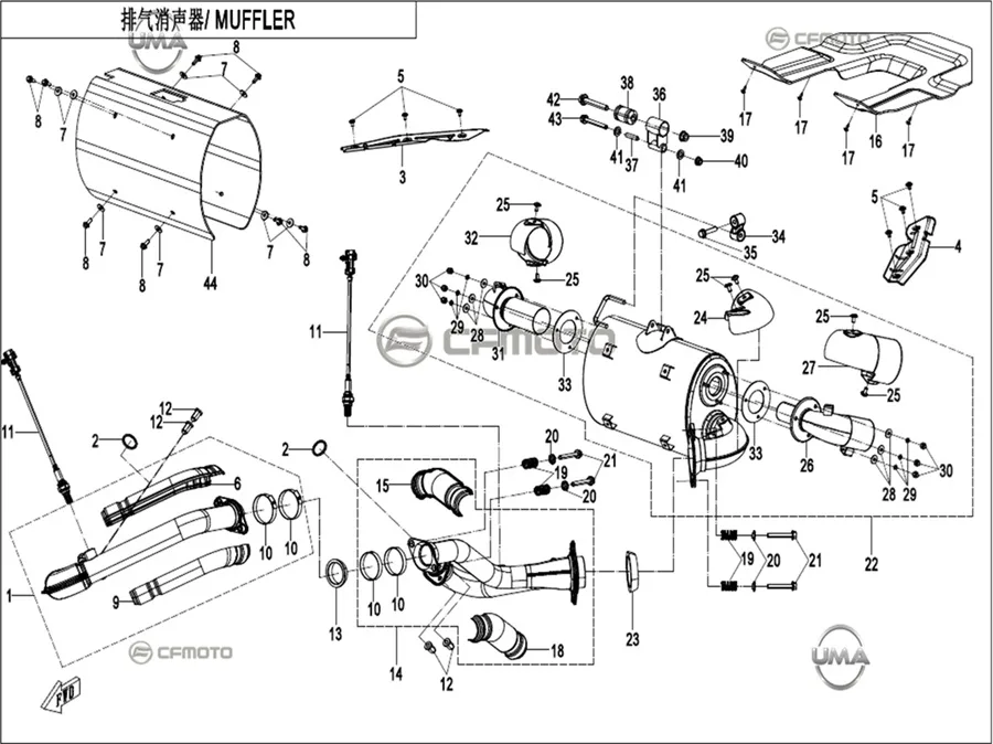 CF MOTO ZFORCE 1000 SPORT R EGZOZ BORUSU ARKA KOMPLE