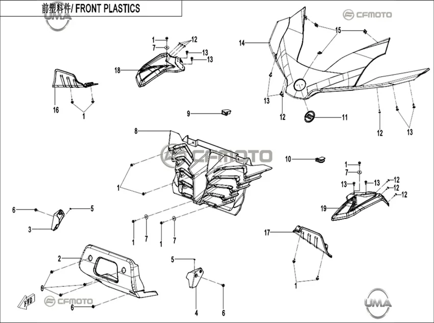 CF MOTO ZFORCE 1000 SPORT R FAR MUHAFAZASI (BEYAZ)