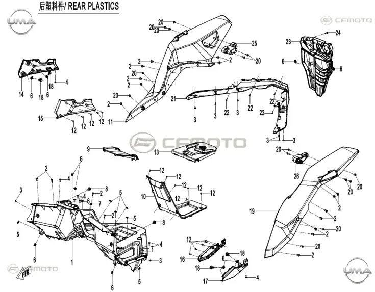 CF MOTO ZFORCE 1000 SPORT R ARKA CAMURLUK SAG KOLTUK BAGLANTISI