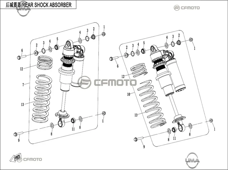 CF MOTO ZFORCE 1000 SPORT R ARKA AMORTISOR SOL
