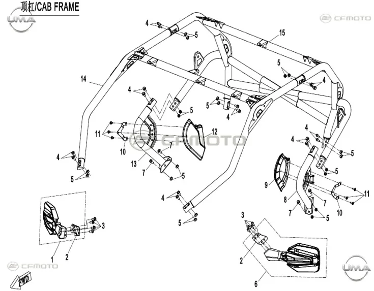 CF MOTO ZFORCE 1000 SPORT R YOLCU KORUMA BRAKETI SOL