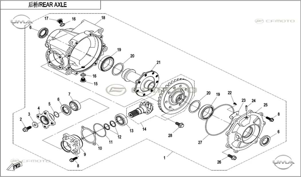 CF MOTO ZFORCE 1000 SPORT R ARKA DIFERANSIYEL KAPAGI