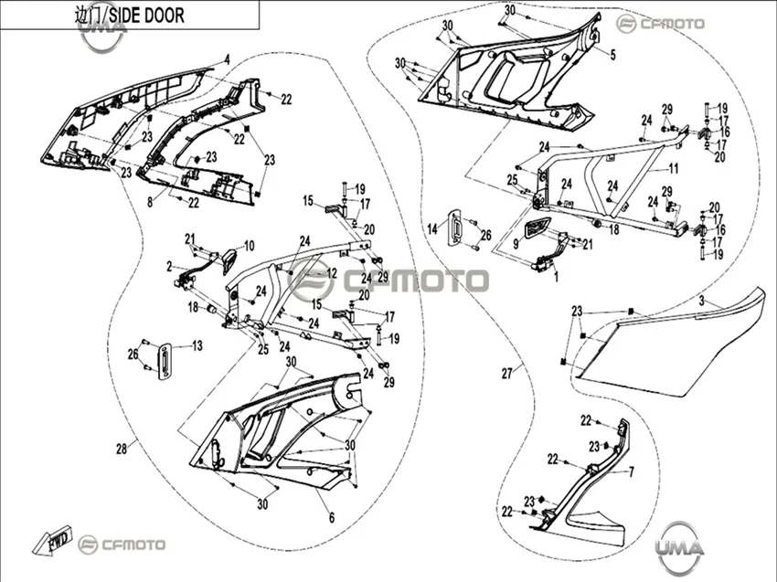 CF MOTO ZFORCE 1000 SPORT R KAPI DIS KARENAJ SOL UST (SARI)