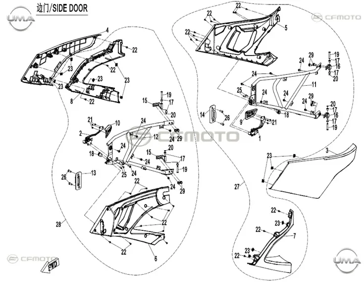 CF MOTO ZFORCE 1000 SPORT R KAPI MENTESESI SOL