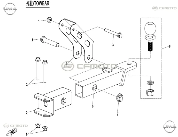 CF MOTO ZFORCE 1000 SPORT R CEKI TOPUZU BAGLANTI BRAKETI
