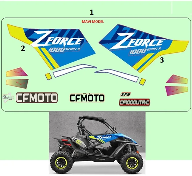 CF MOTO ZFORCE 1000 SPORT R ETIKET (SAG KAPI) (MAVI)