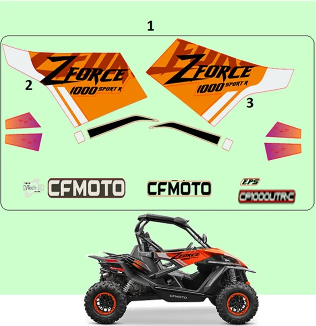 CF MOTO ZFORCE 1000 SPORT R ETIKET SETI (TURUNCU)